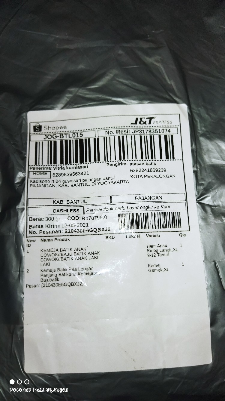 Kemeja Batik Anak Cowok Kirim Random