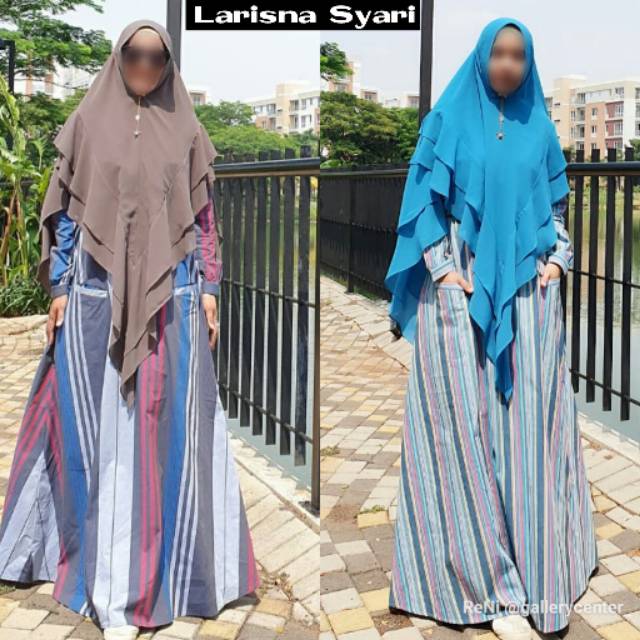 LARISNA SYARI Original By Azighah Lovedalisa. Gamis set chic casual katun super adem for daily wear