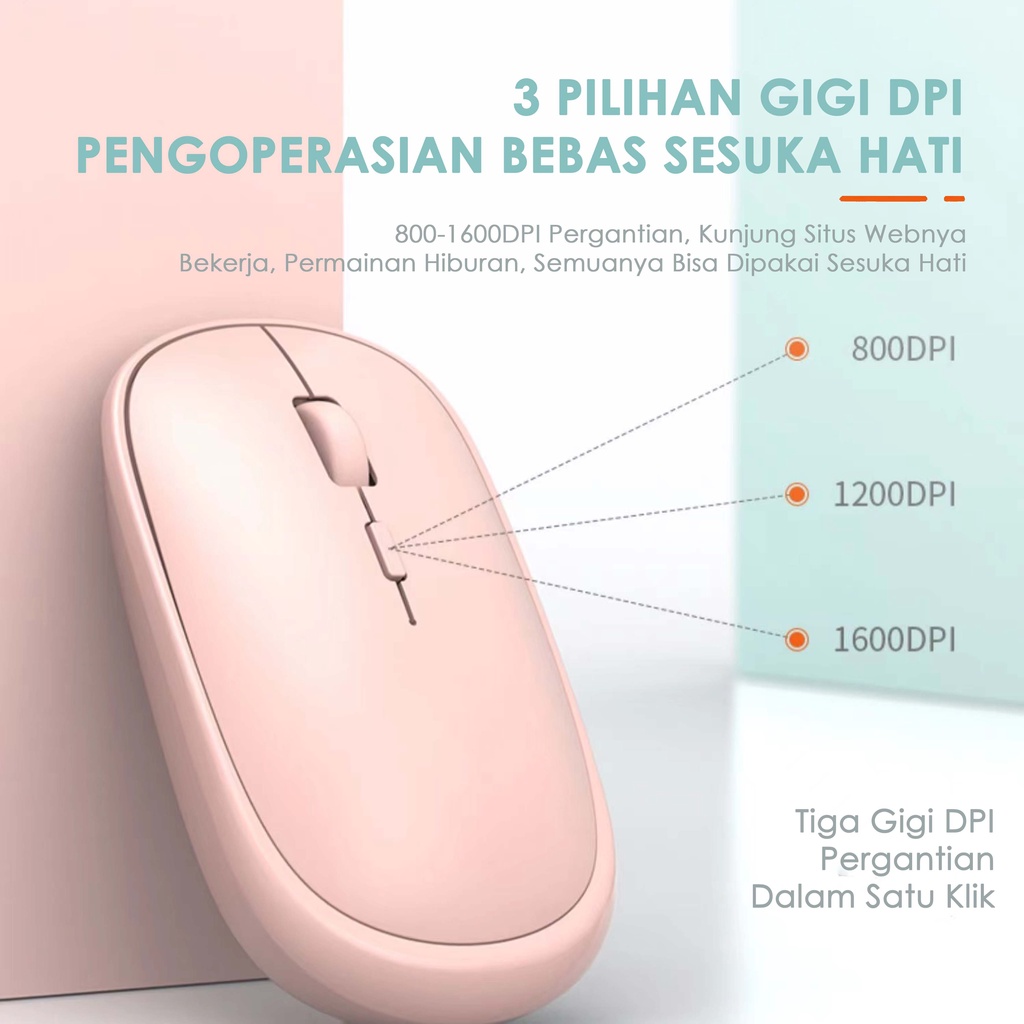 （COD）Mouse Nirkabel Bisu Mouse 2.4G Mouse Bluetooth Mouse Pengisian Nirkabel