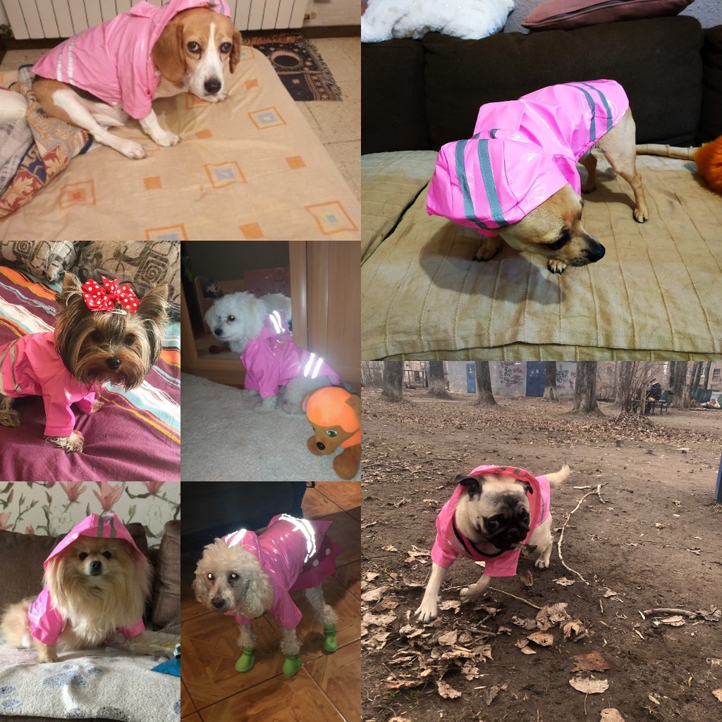 ★〓YUFeiPet〓★ Dog Waterproof Raincoat PU Reflective Stripe Hoody Teddy Pet Clothes Pet Supplies