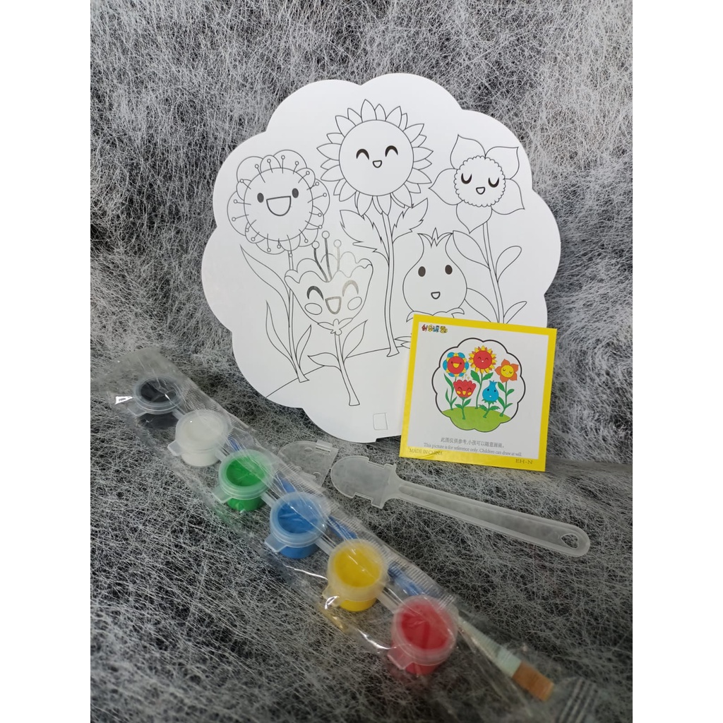 

H 810 Alat Melukis Cat Set Cat Acrylic Warna Primer 6Warna Kuas Kipas Gambar Model Lucu