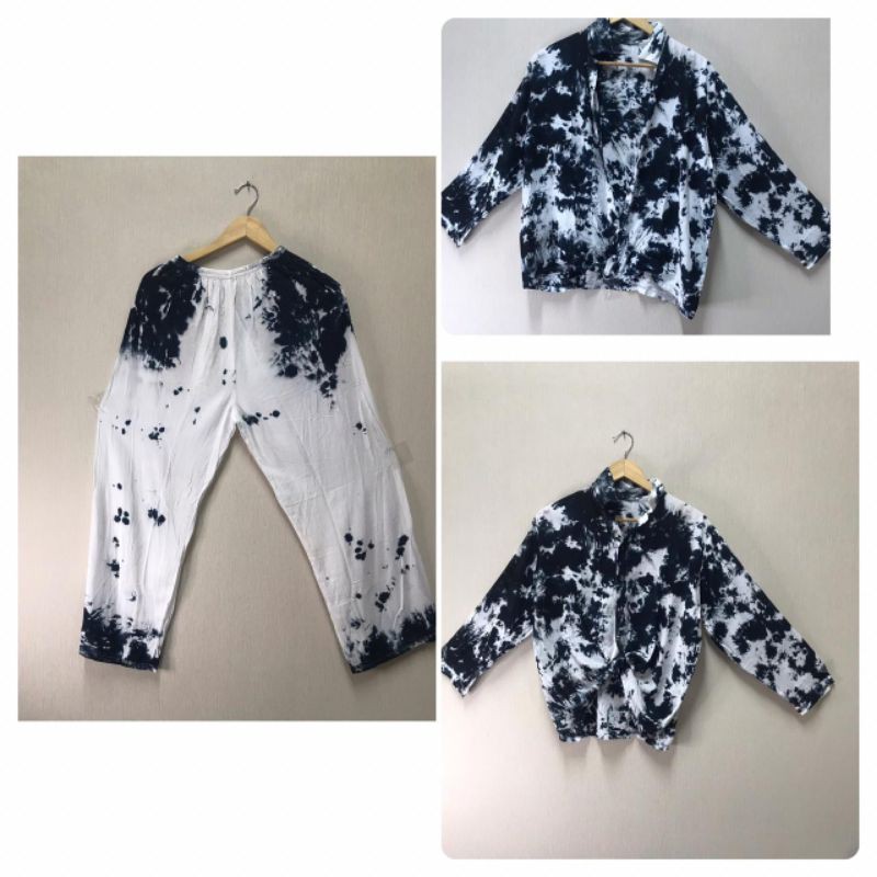 Pajamas Tie Dye Rayon Premium ( Baju Lengan Panjang + Celana Panjang )