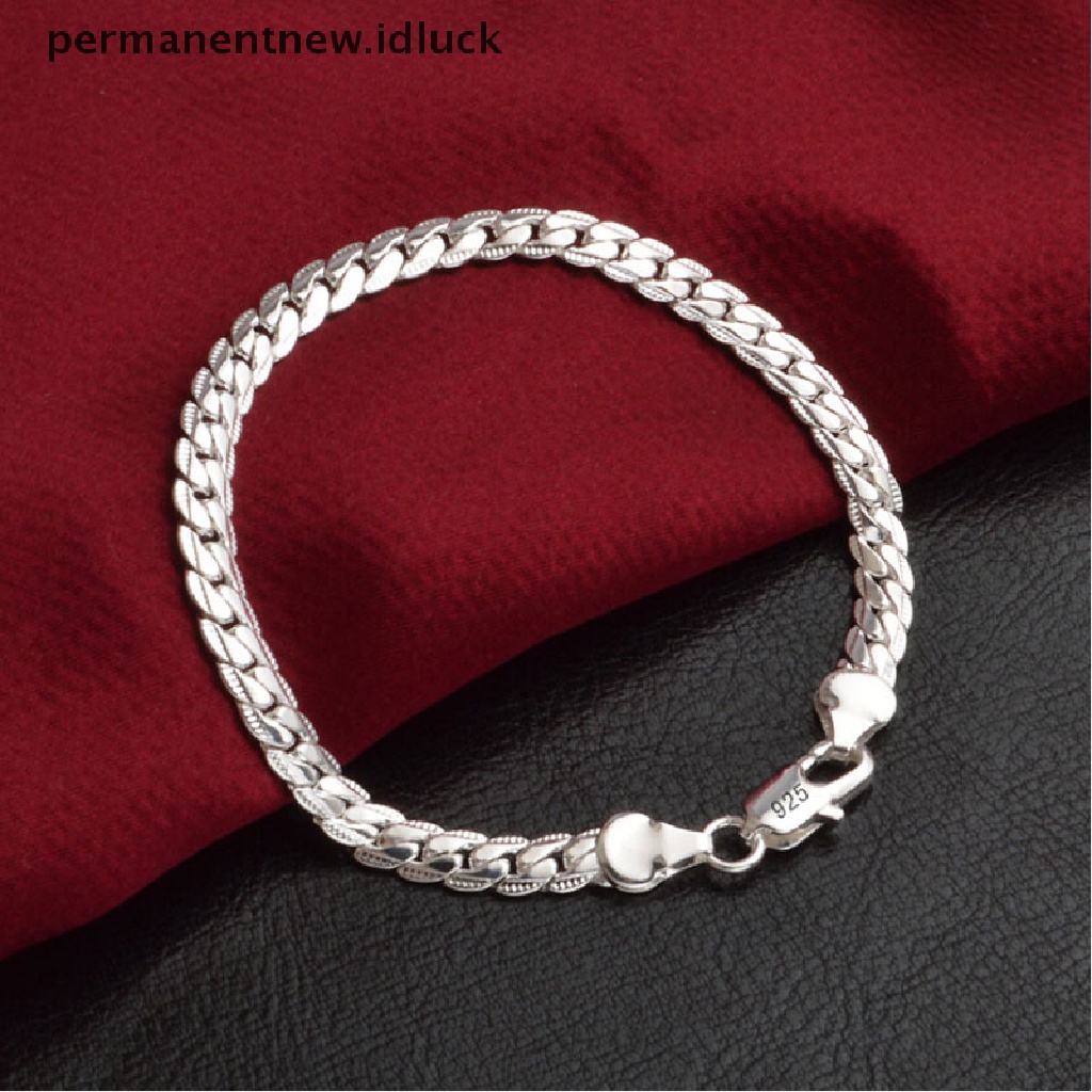 Gelang Rantai Ular Lapis Silver Lebar 5mm Untuk Pria