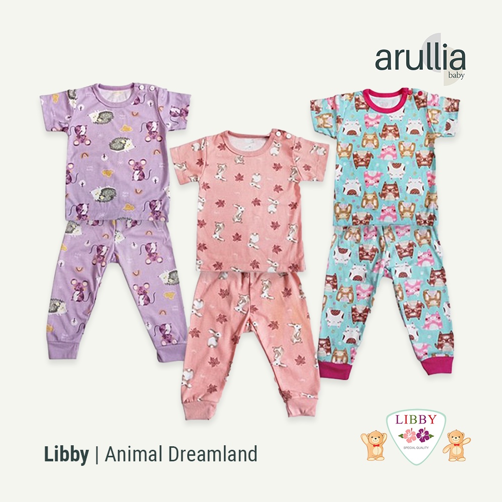 Arullia Baby - Setelan Libby - Setelan Pendek Panjang Libby - Libby Motif Terbaru Animal Dreamland -