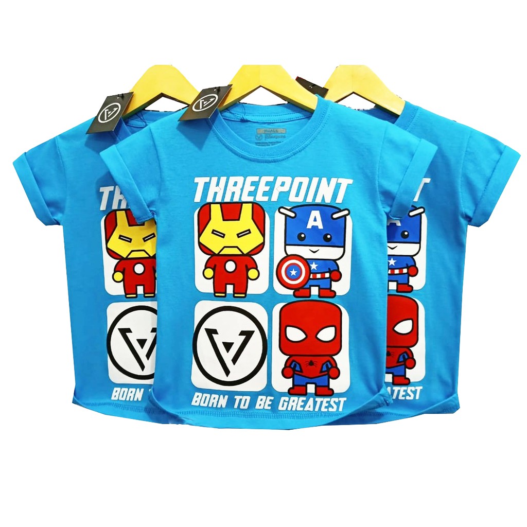 KAOS ANAK COWOK AVENGERS THREE POINT TERBARU ORIGINAL