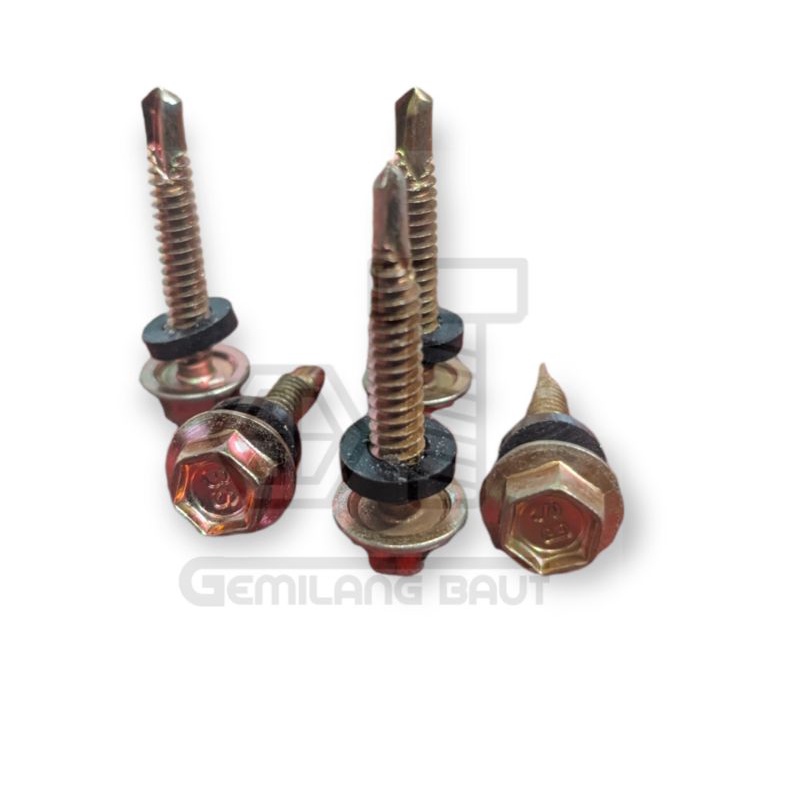 SEKRUP ROOFING KUNING 12 x 30 / HEX FLANGE SDS #12 x 100 (100PCS)