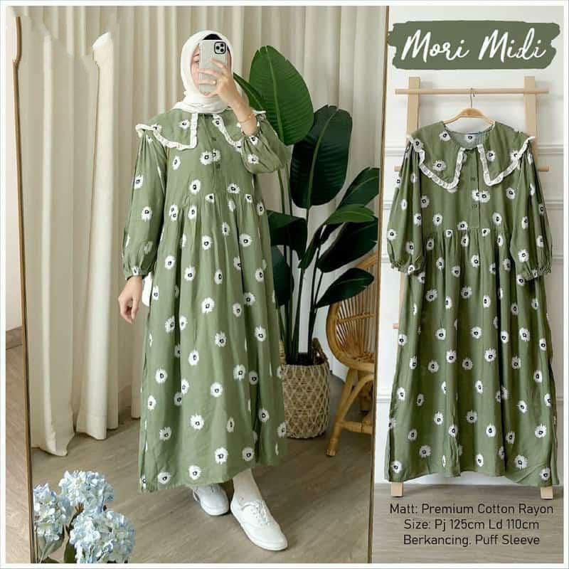 MORI MIDI DRESS//FITE MIDI BAHAN RAYON VISCOSE//PAKAIAN WANITA KEKINIAN