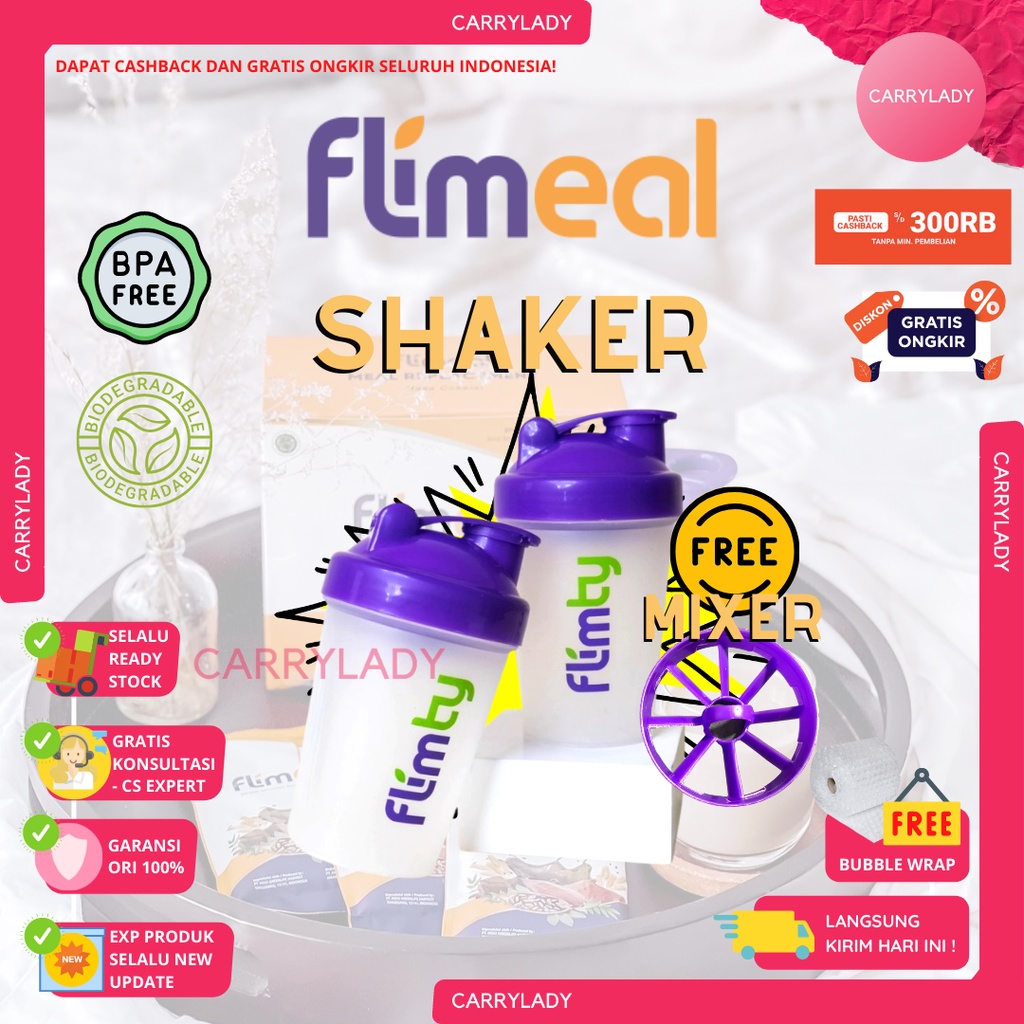 BONUS SHAKER FLIMEAL by FLIMTY BPA FREE ANTI BOCOR TUMPAH GYM FITNESS ZUMBA