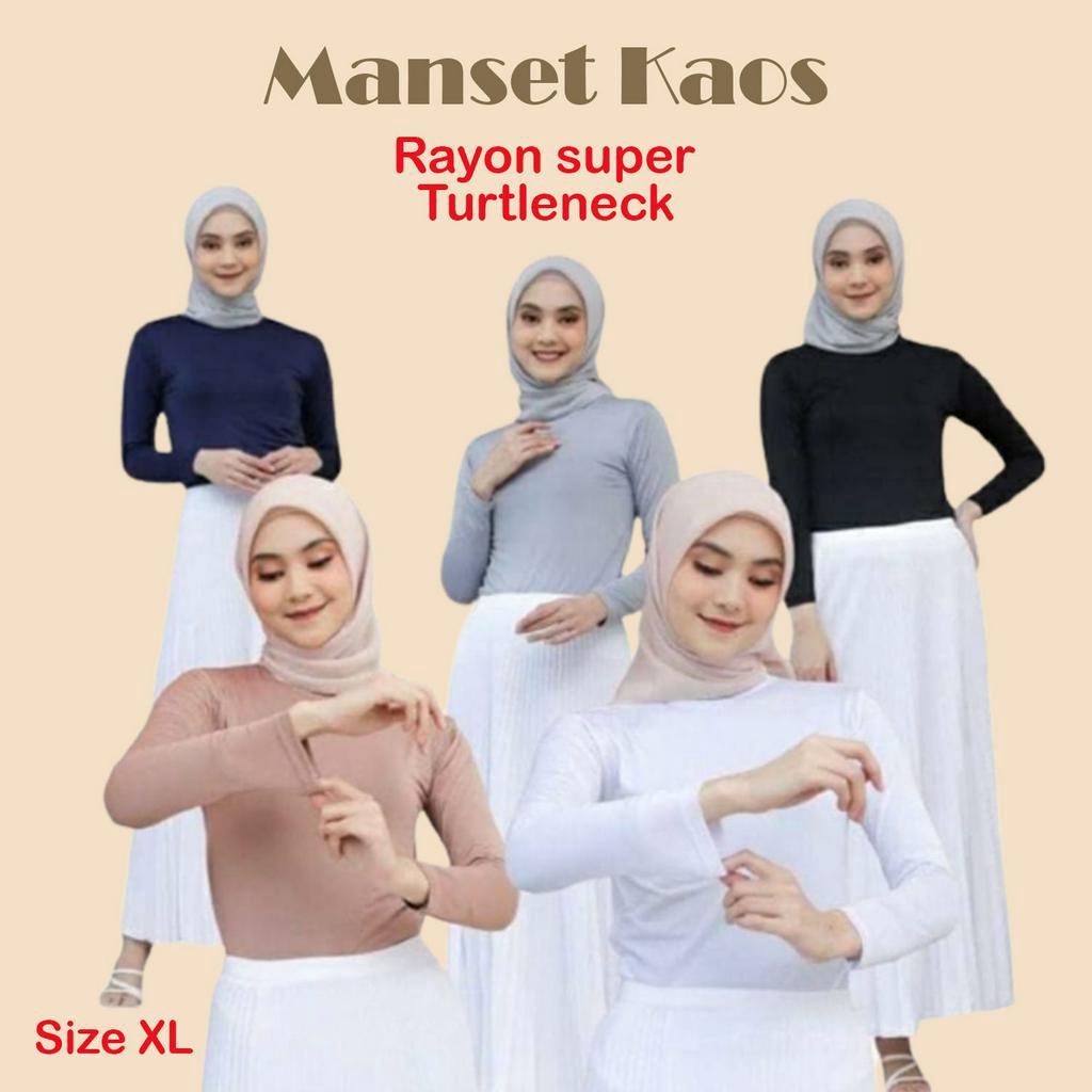 Manset Baju Wanita Lengan Panjang Kerah Tinggi Turtleneck Rayon super