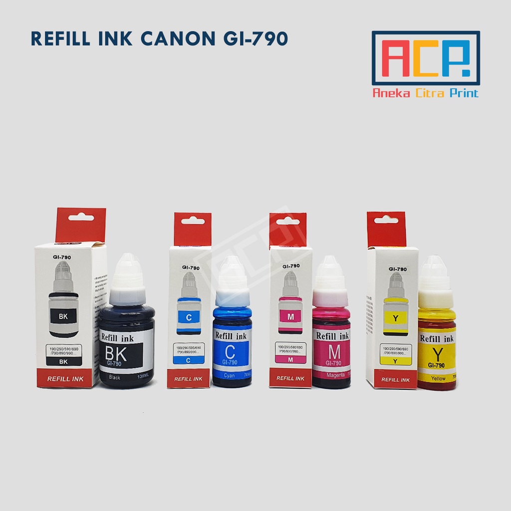 ACP Premium Refill Ink GI-790 - Tinta Dye Canon G1000 G2000 G3000 G4000 G1010 G2010 G3010 G4010