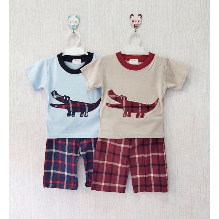 Setelan anak laki-laki Amena buaya / Setelan baju anak laki laki karakter usia 6-18 bulan