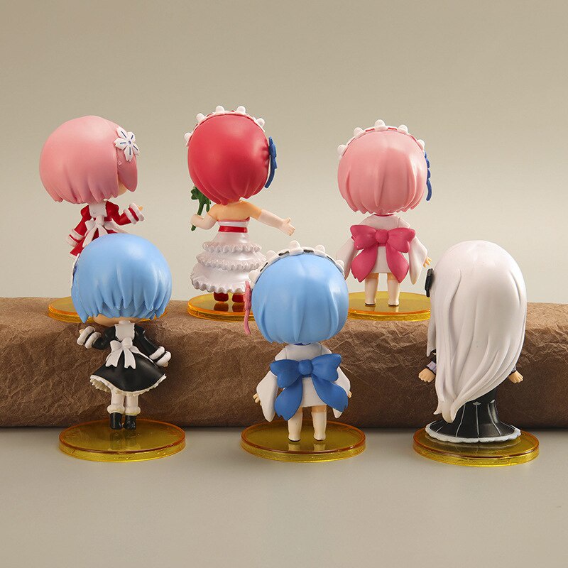 Figure Anime Re:Life In A Different World From Zero Rem Ram set 6 pcs Kimono