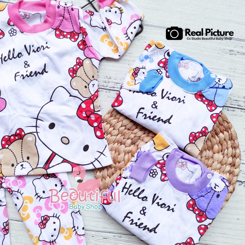 Setelan Baju Bayi Panjang 3-12 Bulan Motif Hello Kitty / Setelan Piyama Bayi / Baju Bayi Panjang / Baju Tidur Bayi / Baby.ou_