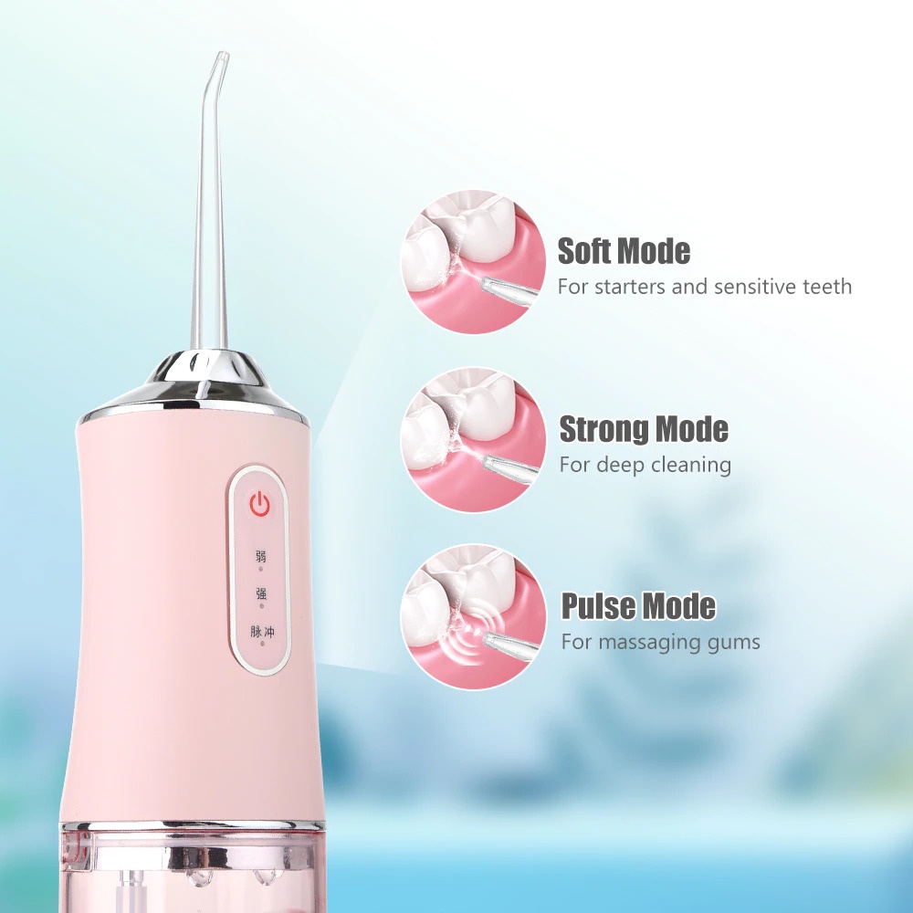 Alat Pembersih Gigi Water Flosser Pulse Jet Dental Floss Tooth Cleaner - AZ-009 - Pink