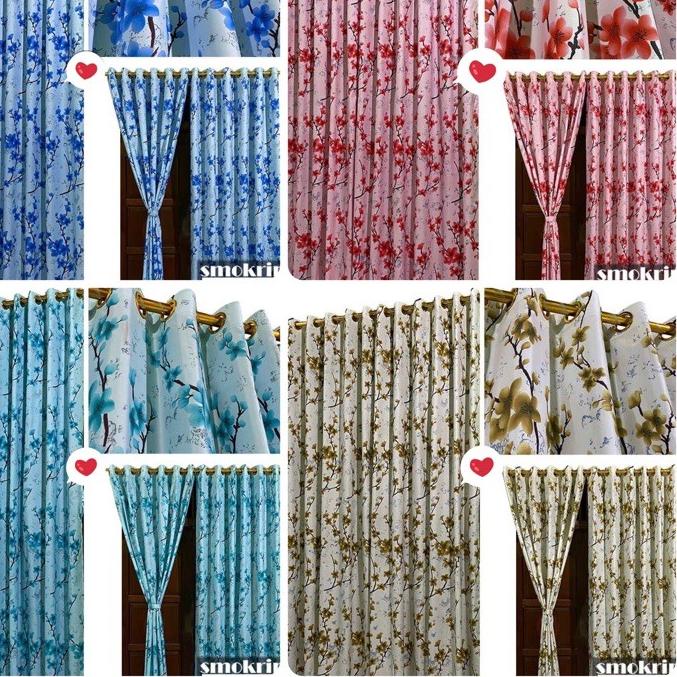 ➤ GORDEN SMOKRING + PONI MOTIF BUNGA SAKURA BROWN - PINK - TOSCA - BIRU ✾