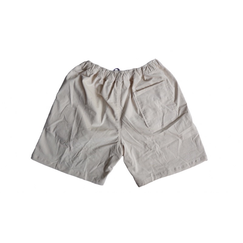 Short pants corduroy Cream original nowpaps.celana pendek santai original nowpaps co Cream bordir label celana pantai santai