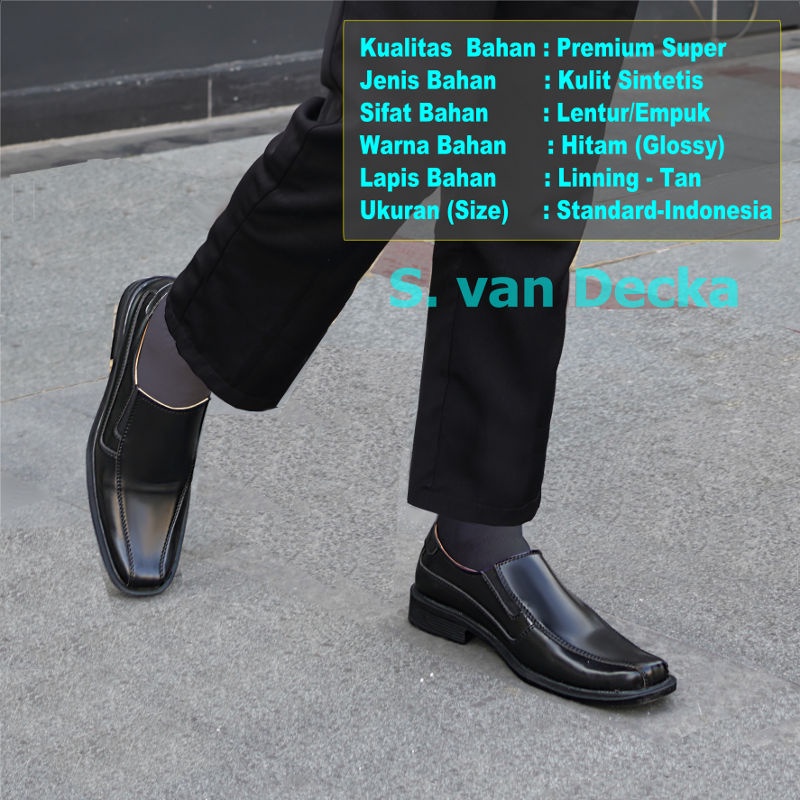 Sepatu Pantofel Pria Pantofel Hitam Pria Sepatu Pantopel Fantofel Kerja Kantor Kulit Pria J-TK018-4