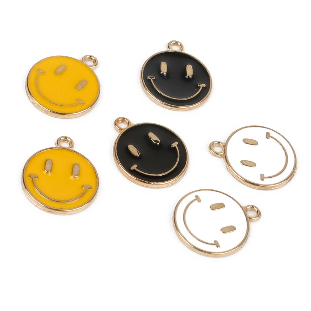 11x15mm Smiling Face Alloy Enamel Charms Pendant For DIY Necklace Pendant Making Jewelry Findings Accessories