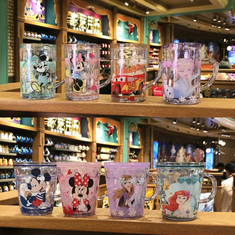 Cup gelas cangkir mug anak gagang Original Double Layer karakter frozen mickey princess cars minnie