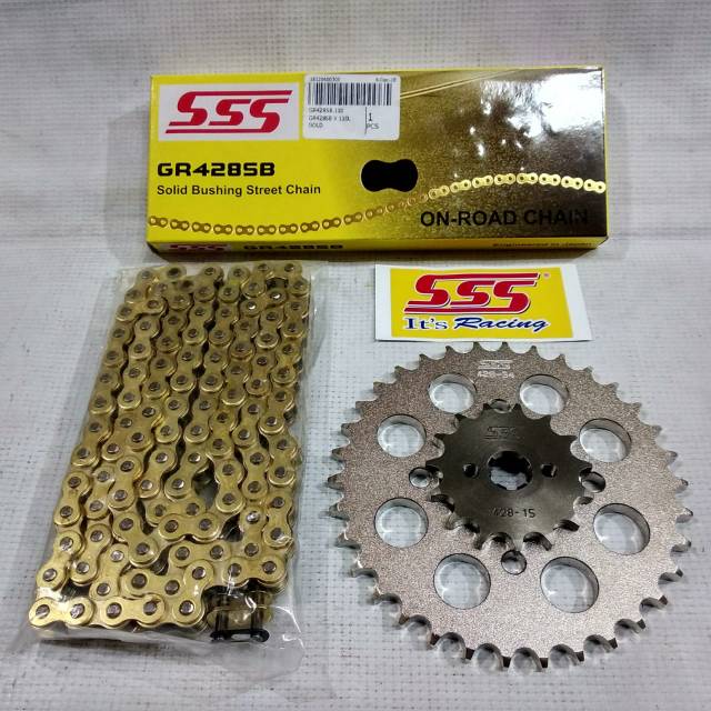 Gear set SSS Smash / Shogun 125 rantai SSS gold