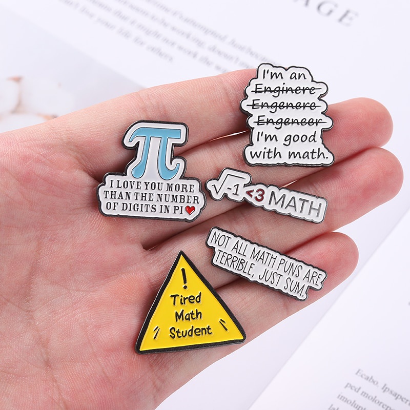 I Love Math Enamel Pins Novelty Message Badges Button Bag Hat Backpack Lapel Pin Gifts for Math Geeks Mathematician