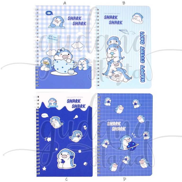 Notebook A5 Spiral Baby Shark Buku Motif Ikan Hiu Biru GH 308850
