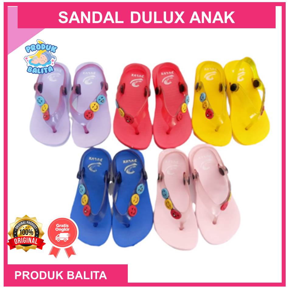 Sandal Dulux 397 E Sandal Jepit Anak Perempuan Laki-laki Tali Belakang Karakter Emoji Smile / Sandal Jepit Karet Anak Murah