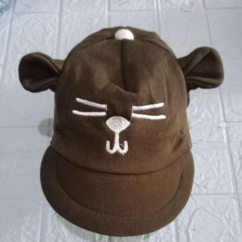 LYSASHOP - Topi Anak Bayi Lucu Motif Kucing/Topi Kupluk Bayi-Army