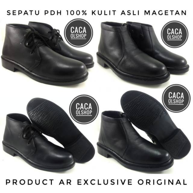 AR Exclusive Sepatu PDH TNI POLRI  Satpam Security Paskibra Hitam Dove 100% Kulit Asli Original