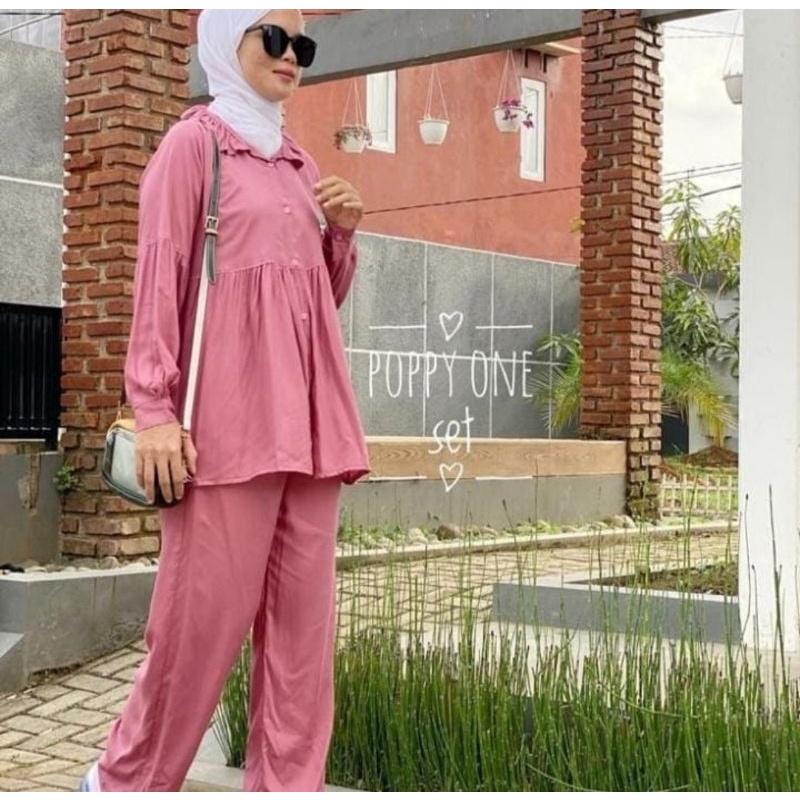 poppy one set terbaru // setelan rayon super jumbo