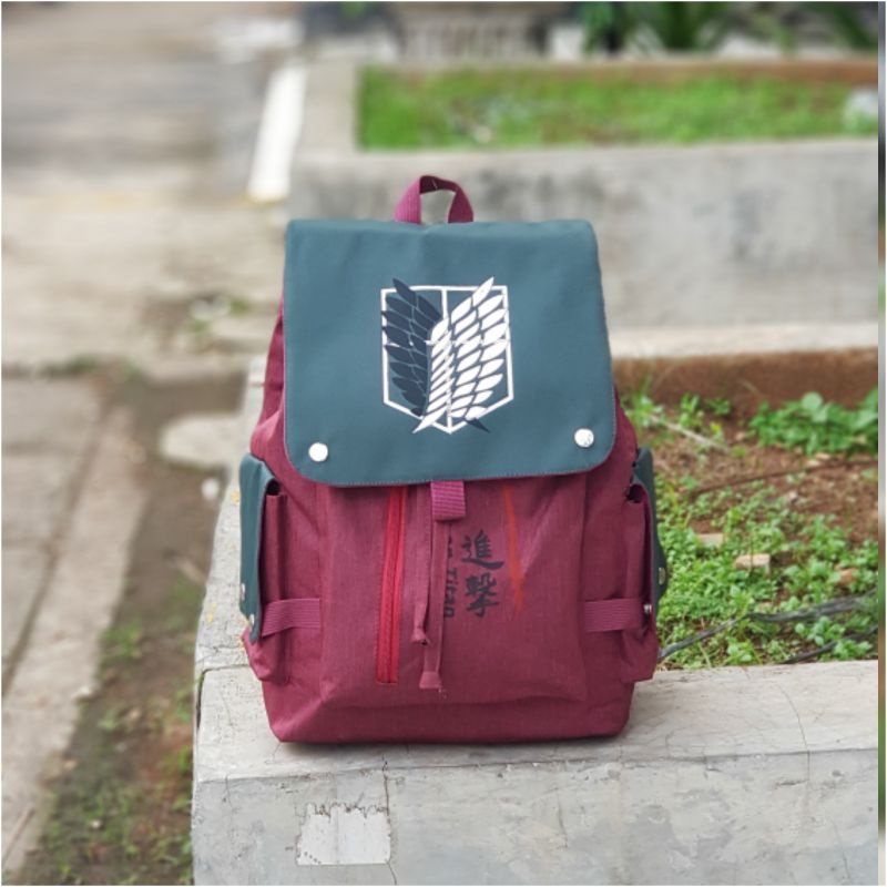 Ransel Cosplay Anime Attack On Titan Tas Kanvas Fashion Uniseks Ransel Travel Tas Sekolah Kanvas Nilon