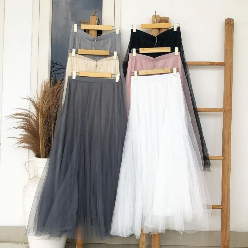 (Bisa COD) Rok tutu panjang Bkk / Rok tutu wanita maxi panjang pecah 8