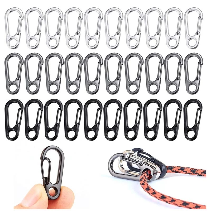 5pcs Carabiner Mini Bentuk D Dengan Gantungan Kunci