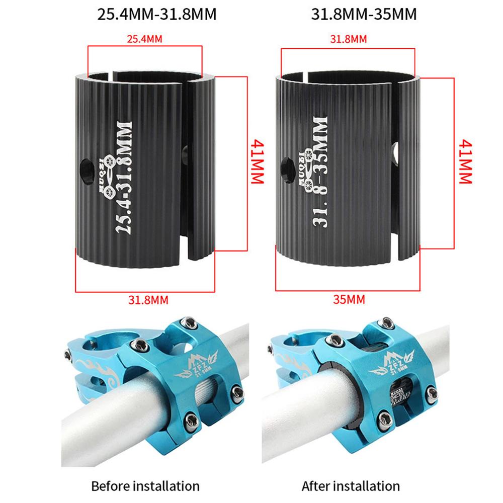QUINTON Stang Sepeda Konversi Shim Tangkai Sepeda Instalasi Paduan Aluminium 25.4mm Ke 31.8mm Bukaan Menyesuaikan Adapter Mengurangi Spacer