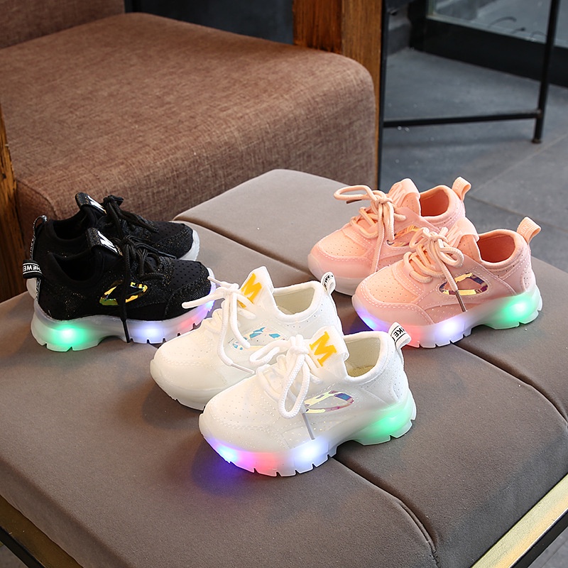 CHUBBI 6 Sepatu Sneaker Anak Laki Perempuan Lampu LED Import