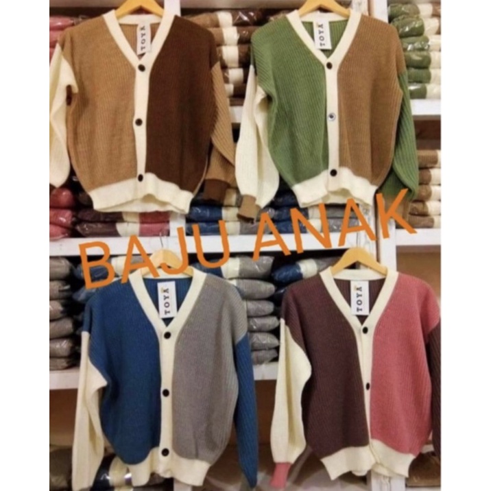 Cardigan  Rajut Anak Mooya  3 tone