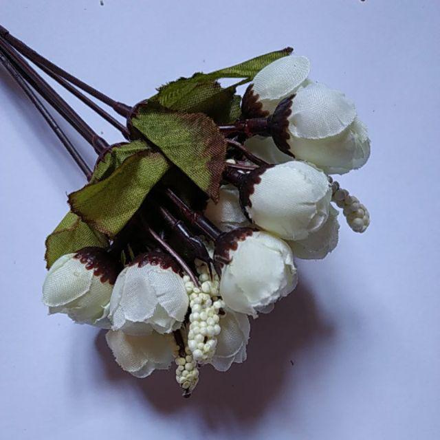 Bunga artificial bunga kuncup BK004, bunga dekorasi / bunga plastik-Putih