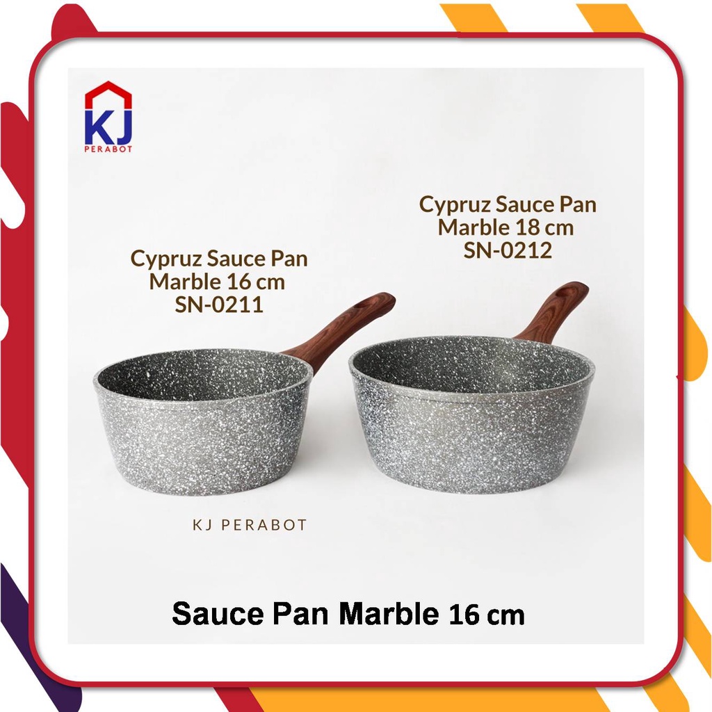 Panci Marble Keramik Anti Lengket Cypruz Sauce Pan Marble 16 cm