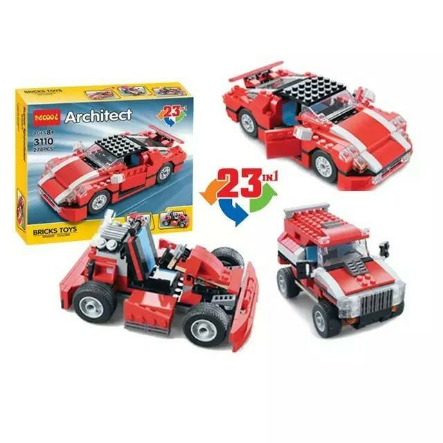 Brick Creator Architect 23in1 Mobil Truck Trailer Sport Derek Crane Jeep Sedan DECOOL 3110