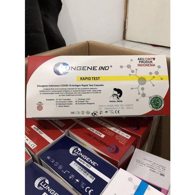 LUNGENE MERAH RAPID TEST SWAB ANTIGEN | CLUNGENE RED - 1 BOX 25 PCS
