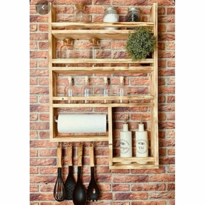 rak gantung serbaguna kayu jati belanda rak bumbu dapur gantung