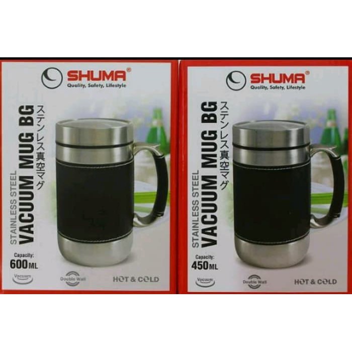 Vacuum Mug BG Stainless Steel 600 ml Hot &amp; Cold Shuma Tahan Panas Promo Murah bahan kulit