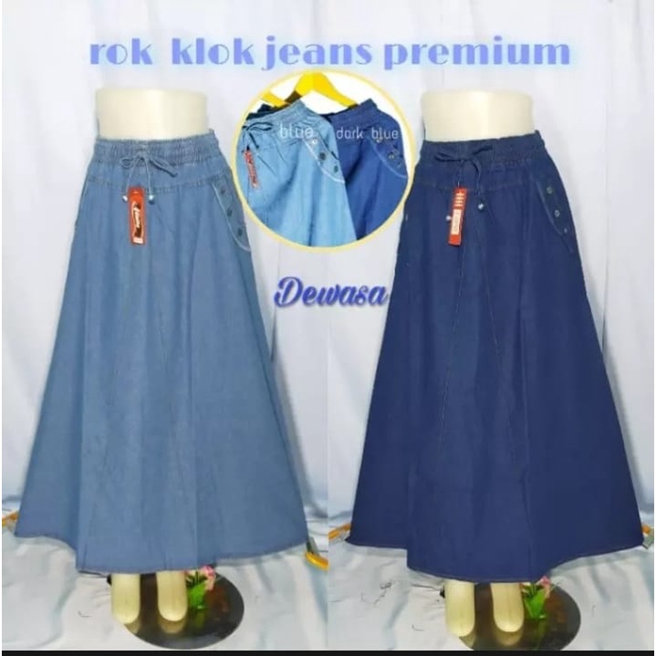 Rok Rawis Wanita / Rok Jeans Wanita Dewasa / Rok Panjang / Rok Cantik / Rok Jeans Rawis Murah
