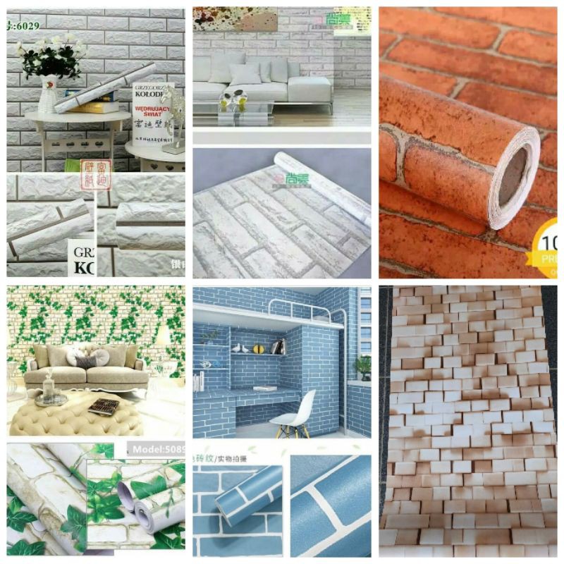 Walpaper dinding motif batu bata 50 walpaper stiker
