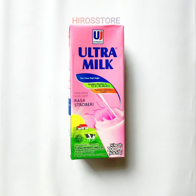 

Susu Ultra Milk UHT 200ml • Rasa Stroberi • Full Cream • Cokelat