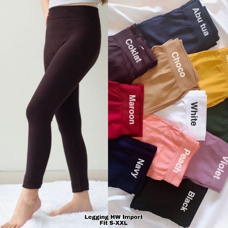 ☄️COD☄️Legging Hw Basic Polos Wanita Premium Tebal Fit S-XXL Jumbo (Bb 40-80 kg) Jumbo / Legging Hitam Polos Wanita /Leging Tebal Wanita