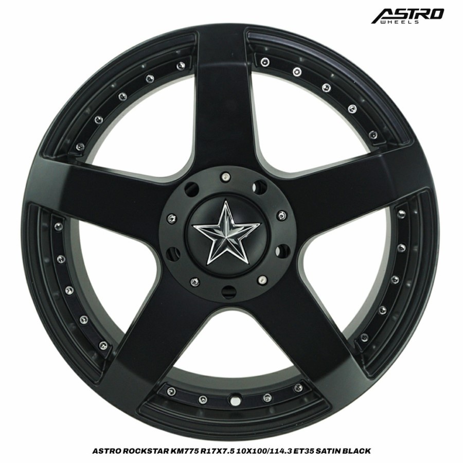 Velg Mobil Astro Rockstar KM775 R17x7.5 Pcd 10x100-114.3 ET35 Satin Black