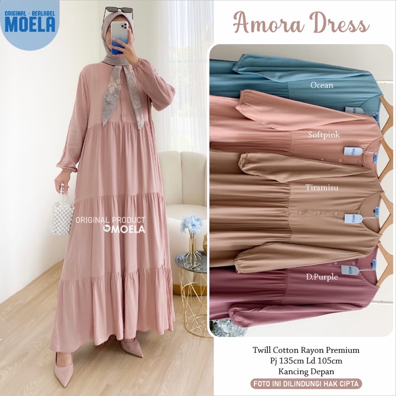 Gamis dress rayon polos Amora/Anse/Celin/Baisa/Biumi/Molin/Ciaji/Jihas/Flate/Tosti/Milly/Tisa/Siuti/Chesa/Fimel/Yapi/Lilci/Balo/Polse/Rensi/Silom/Neta/Rome by Moela berlabel-Amora softpink