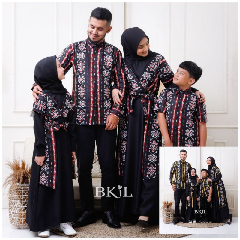 Batik couple keluarga couple batik blues kemeja dan gamis modern size M L XL XXL