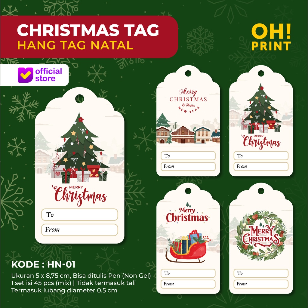 45 PCS Hang Tag Natal - Hang Tag Christmas - Hang Tag Label - Hang Tag Parcel - Hang Tag Hari Raya